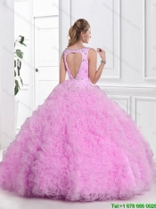 Fashionable V Neck Sweet 16 Dresses with Beading and Ruffles