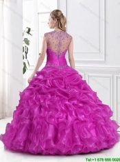 Gorgeous 2016 Fuchsia Quinceanera Dress Beading and Pick Ups