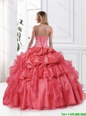 Gorgeous Appliques and Beaded Quinceanera Dresses in Watermelon