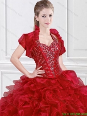 Hot Sale Halter Top Wine Red Sweet 16 Gowns with Ruffles