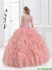 Luxurious Ruffles and Beaded Quinceanera Gowns in Watermelon