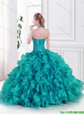 New Style Beaded and Ruffles Sweet 16 Dresses with Halter Top