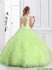 Popular Ruffles Yellow Green Sweet 16 Dresses with Beading