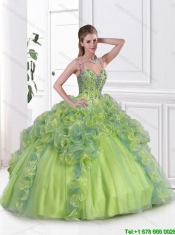 Popular Straps Multi Color Sweet 16 Dresses with Beading