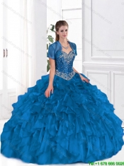 Pretty Ball Gown Beaded and Ruffles Sweet 16 Dresses for Fall