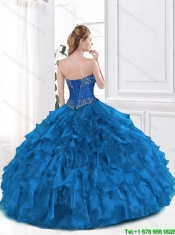 Pretty Ball Gown Beaded and Ruffles Sweet 16 Dresses for Fall
