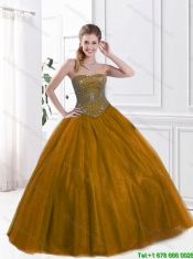 Pretty Strapless Ball Gown Sweet 16 Dresses with Beading