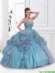 Pretty Straps Beaded Quinceanera Gowns with Beading