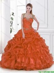 The Super Hot Beading and Pick Ups Rust Red Quinceanera Dresses