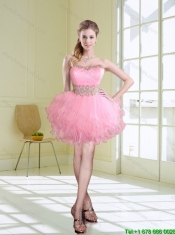 2016 Beautiful Spring Short Strapless Prom Dresses with Appliques and Ruffles