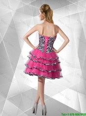 2016 Discount A Line Strapless Zebra Dama Dresses with Ruffled Layers