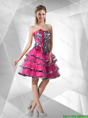 2016 Discount A Line Strapless Zebra Dama Dresses with Ruffled Layers