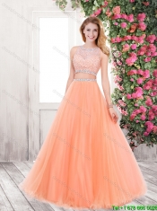 2016 Elegant Spring A Line Prom Dresses with Beading in Orange