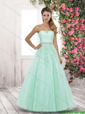 2016 Elegant Spring Strapless Side Zipper Prom Dresses in Apple Green