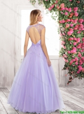 2016 Fashionable Summer Open Back Beaded Prom Dresses in Lavender