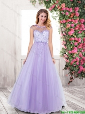 2016 Fashionable Summer Open Back Beaded Prom Dresses in Lavender
