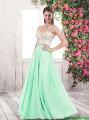 2016 Fashionable Summer V Neck Beaded Prom Dresses with Brush Train