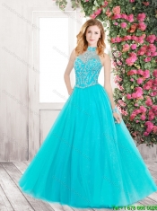 2016 Gorgeous Spring Halter Top Champagne Prom Dresses with A Line
