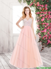 2016 Hot Sale Summer A Line V Neck Prom Dresses with Backless