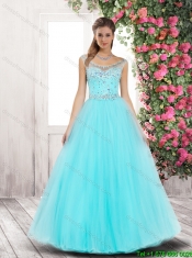 2016 Luxurious Spring Side Zipper Prom Dresses with Beading for Pageant