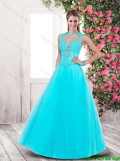 2016 Popular Spring Side Zipper Prom Dresses with Appliques and Beading