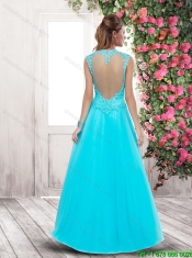 2016 Popular Spring Side Zipper Prom Dresses with Appliques and Beading