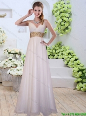 2016 Simple Summer Spaghetti Straps White Prom Dresses with Belt