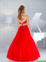2016 Wonderful Spring Sweetheart Beaded Brush Train Prom Dresses in Red