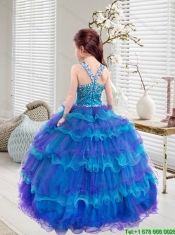 Comfortable Beaded and Ruffled Layers Mini Quinceanera Dresses in Multi Color