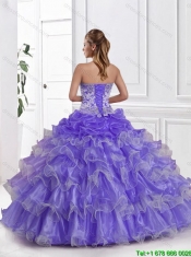 Discount Ruffled Layers Sweetheart Quinceanera Gowns in Lavender