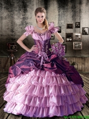 Dynamic V Neck Pick Ups Quinceanera Dresses with Ruffled Layers