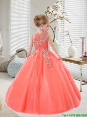 Elegant Orange Red Scoop Mini  Quinceanera Dresses with Appliques