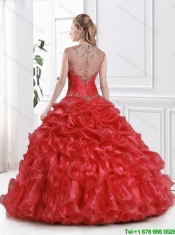 Exquisite Beading and Ruffles Quinceanera Dresses in Red for 2016