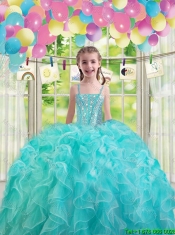 Lovely Aqua Blue Mini Quinceanera Dresses with Ruffles and Beading