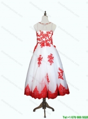 Lovely Beaded and Appliques Mini Quinceanera Dresses in White and Red