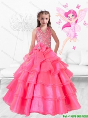 Perfect Hand Made Flowers Rose Pink Mini  Quinceanera Dresses with Halter Top