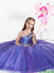 Popular One Shoulder Beaded Mini  Quinceanera Dresses in Purple