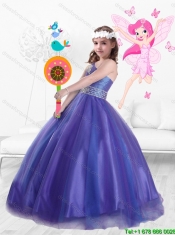 Popular One Shoulder Beaded Mini Quinceanera Dresses in Purple