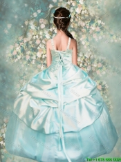 Popular Straps Beaded Mini  Quinceanera Dresses in Aqua Blue