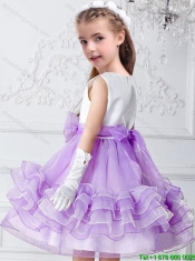 Pretty Bowknot Mini Length Multi Color Flower Girl Dresses with Scoop