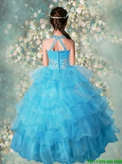 Pretty Halter Top Mini  Quinceanera Dresses with Beading and Ruffled Layers