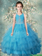 Pretty Halter Top Mini  Quinceanera Dresses with Beading and Ruffled Layers