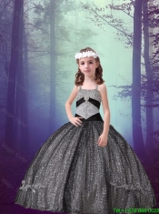 Pretty Straps Black Sequined Mini Quinceanera Dresses with Appliques