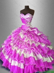 Beautiful Beaded and Ruffles Sweet 16 Gowns in Multi Color