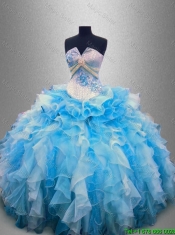Beautiful Strapless Beaded and Ruffles Quinceanera Gowns in Multi Color