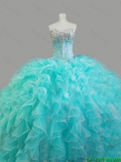 Summer Beautiful Beaded Sweetheart Quinceanera Dresses in Aqua Blue