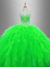 Beaded and Ruffles Beautiful Sweet 16 Gowns with Sweetheart