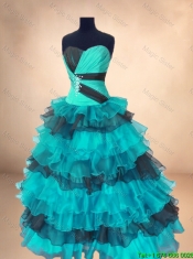 Beautiful 2016 Organza Sweet 16 Gowns with Ruffled Layers