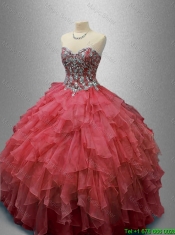 Beautiful Beaded and Ruffles Quinceanera Gowns in Organza