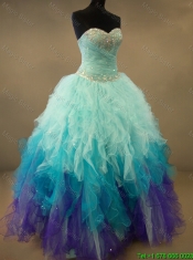 Beautiful Beaded and Ruffles Sweet 16 Dresses in Multi Color